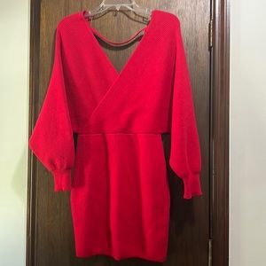 Red sweater dress